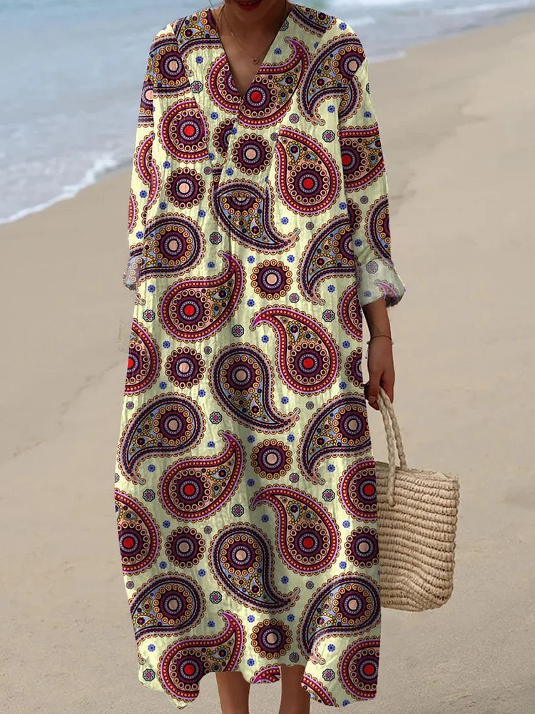 Women's  Boho Vintage Floral Art Print Casual Dress