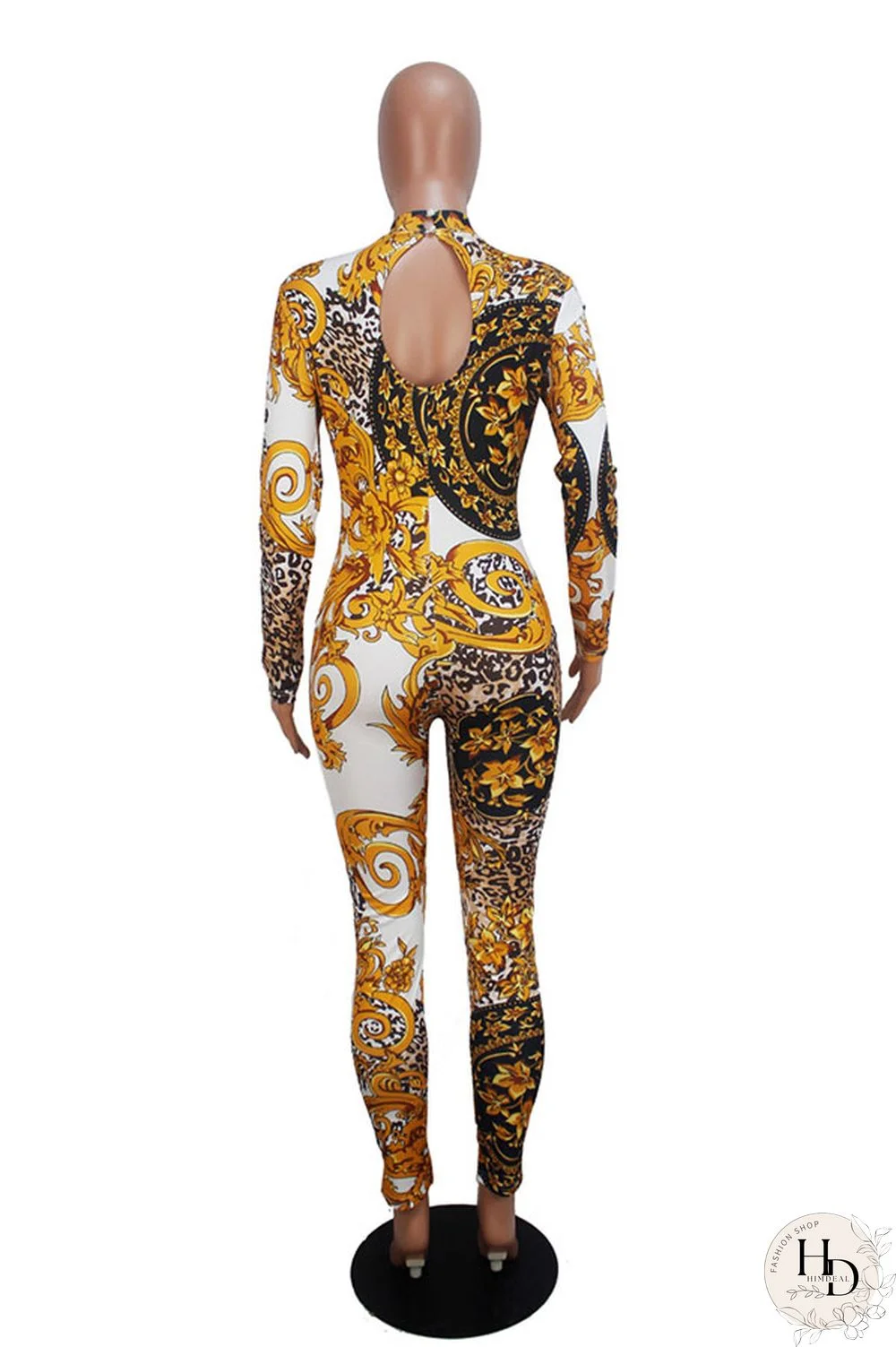 Yellow Polyester Long Sleeve Mid Print pencil Pants