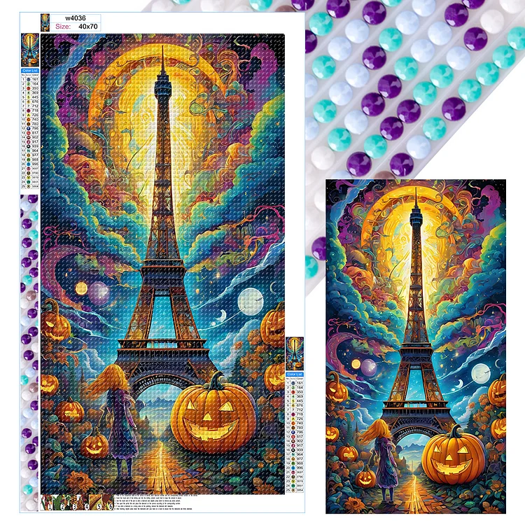 Horror Halloween Under The Paris Tower 40*70CM (Canvas) Full Round Drill Diamond Painting gbfke