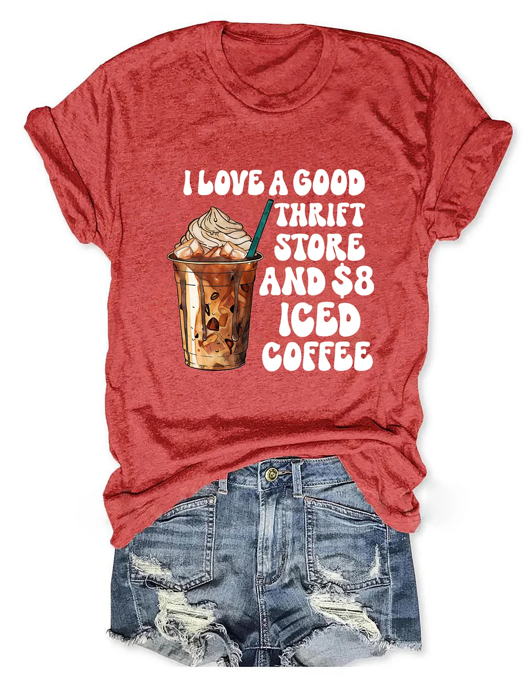 I Love A Good Thrift Store And Iced Coffee T-shirt