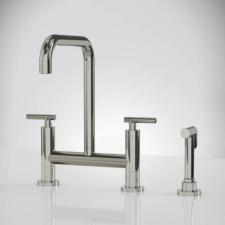 EVERSTEIN Bridge Kitchen Faucet with Side Sprayer in Polished Chrome SFS-1175-CH