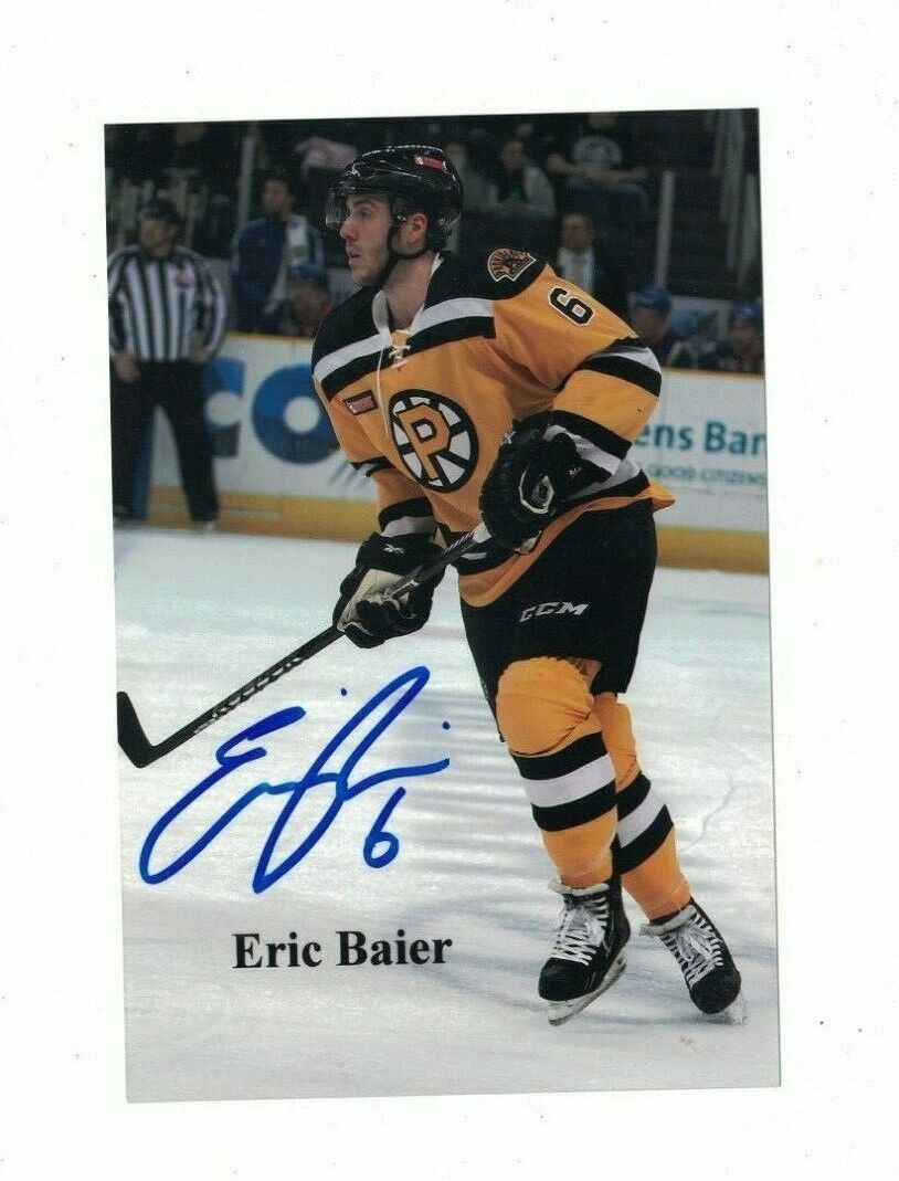 Eric Baier Providence Bruins Signed 4x6 Hockey Photo Poster painting W/Our COA