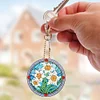 6Pcs Diamond Art Keyring Set Double Sided Cartoon Special Shaped (Flower)