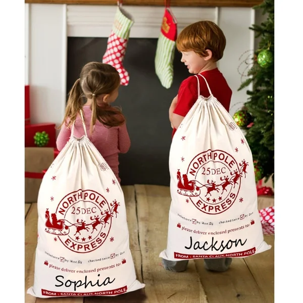 50*70Cm Large Canvas Hessian Christmas Santa Sack Xmas Stocking Gift Bag Storage