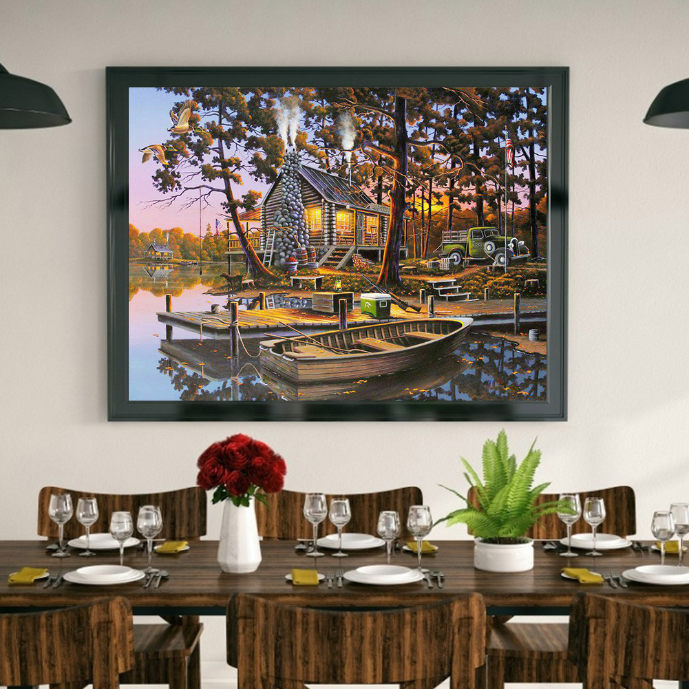 

(Multi-Size) Lake Landscape - Round/Square Drill Diamond Painting - 40*30CM, Round diamond 30*40cm, 501 Original