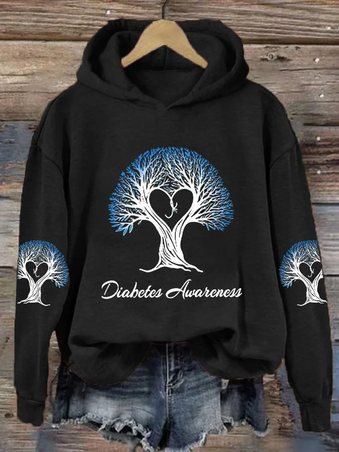 Women's Diabetes Awareness Print Hoodie
