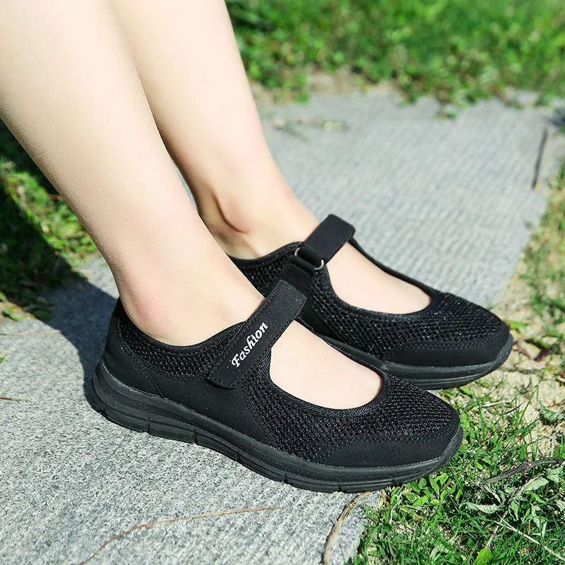 Women plus size clothing Women Causal Shoes Hollow Out Breathable Flat Shoes-Nordswear