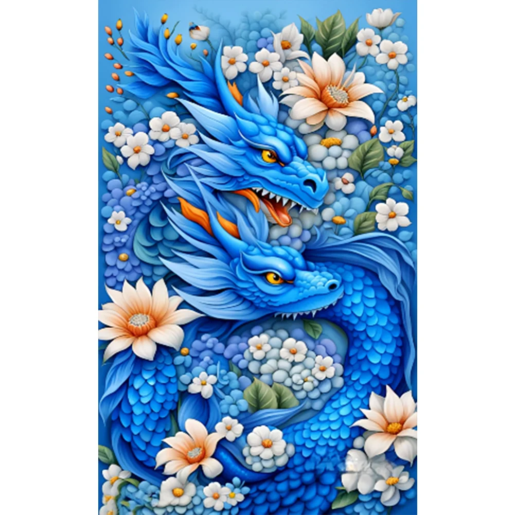 Dragon and Flower - Full Round - Diamond Painting (30*40cm)