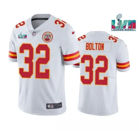 Men's Kansas City Chiefs #32 Nick Bolton White Super Bowl LVII Patch Vapor Untouchable Limited Stitched Jersey LDQ7