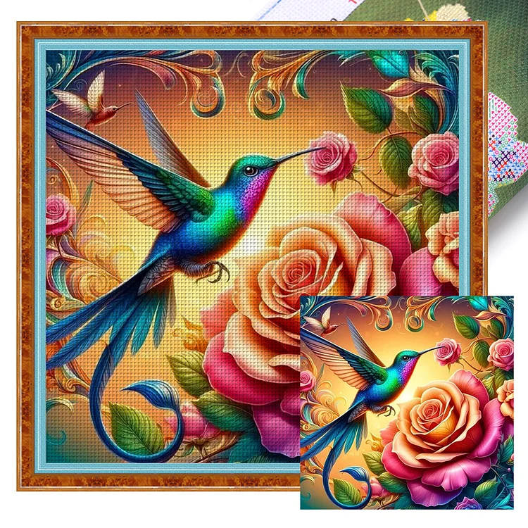 『YiShu』Hummingbird - 11CT Stamped Eco-Friendly Cotton Thread Cross Stitch(40*40cm)