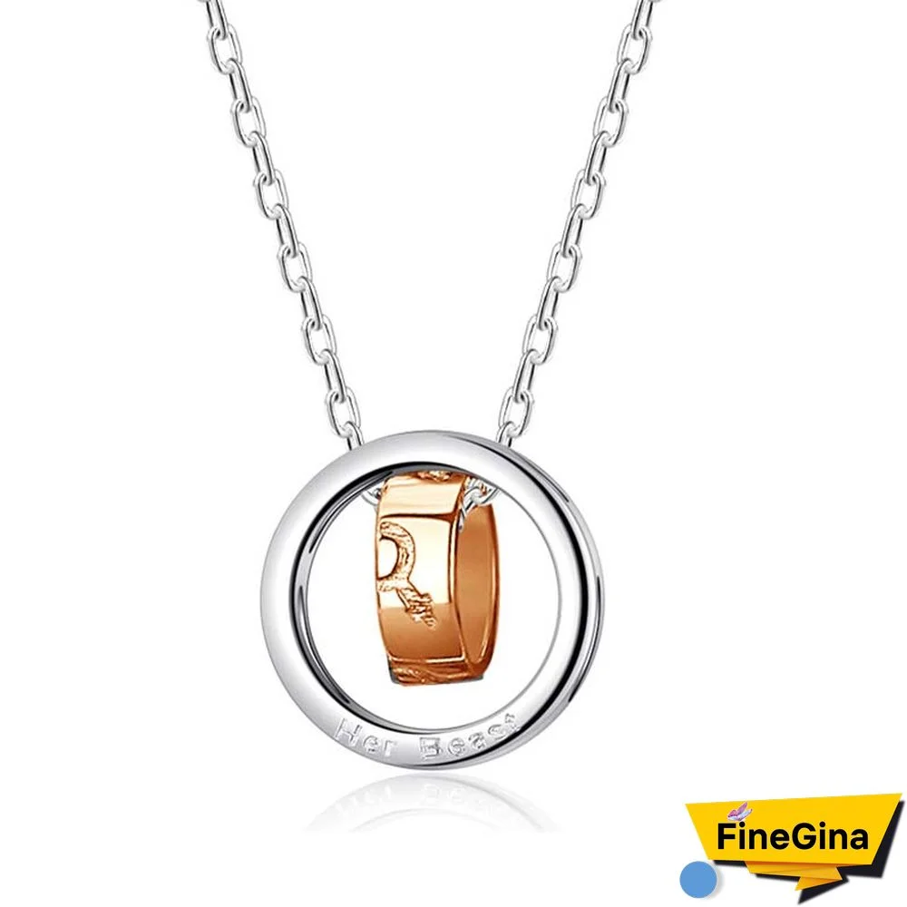 Letter Small Rings Pendant 925 Sterling Silver Couple Necklace
