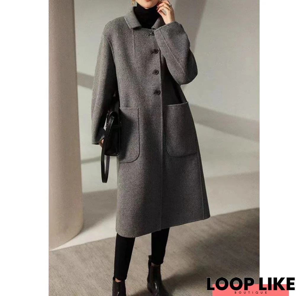 Casual Long Sleeve Stand Collar Outwear Coat