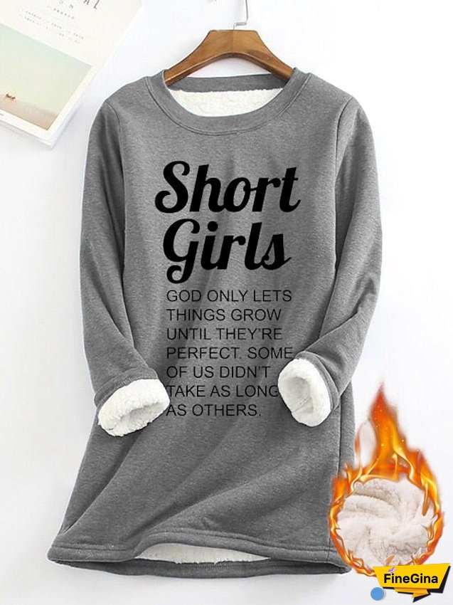 Women's Sweatshirt Pullover Sherpa Fleece Lined Letter Warm Fuzzy Print Yellow Pink Dark Pink Casual Sports Round Neck Long Sleeve Top Micro-elastic Fall & Winter