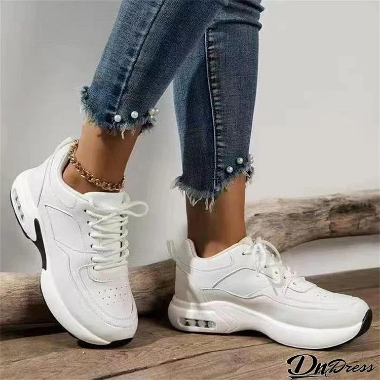 Women's Trendy Lace Up Hollow Out Breathable Sneakers