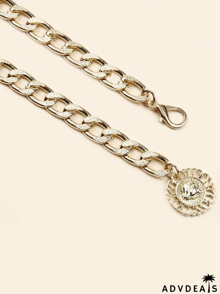 Floral Charm Layered Chain Belt
