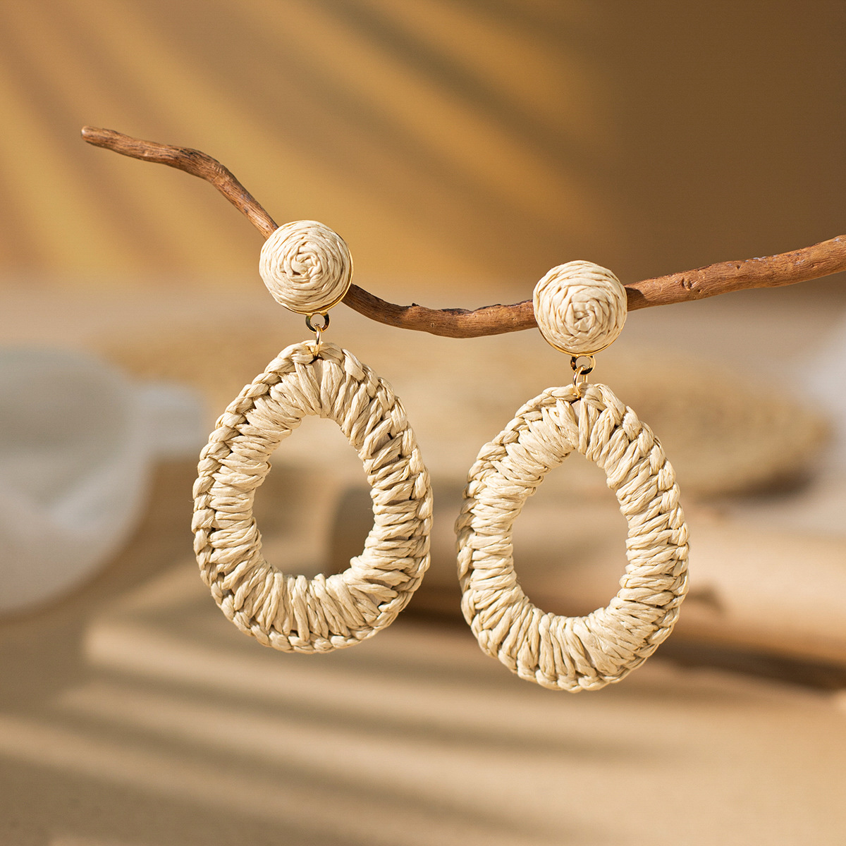 Women's Holiday Bohemian Style Raffia Hand-woven Earrings
