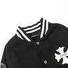 Chrome Hearts Cross Embroidered Leather Sleeve Varsity Jacket - Black Street Style 116