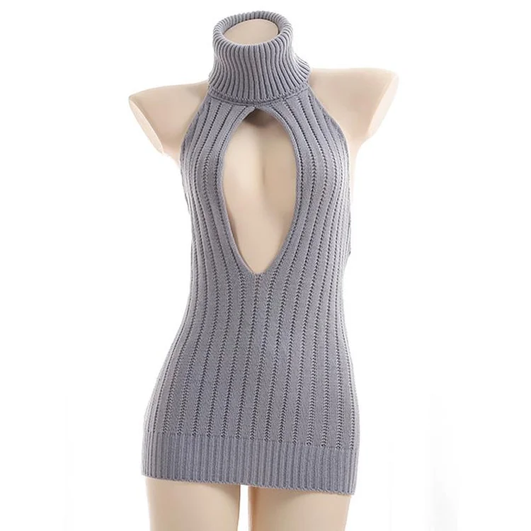 Hollow Out Front Backless Virgin Killer Cosplay Sweater - Modakawa Modakawa