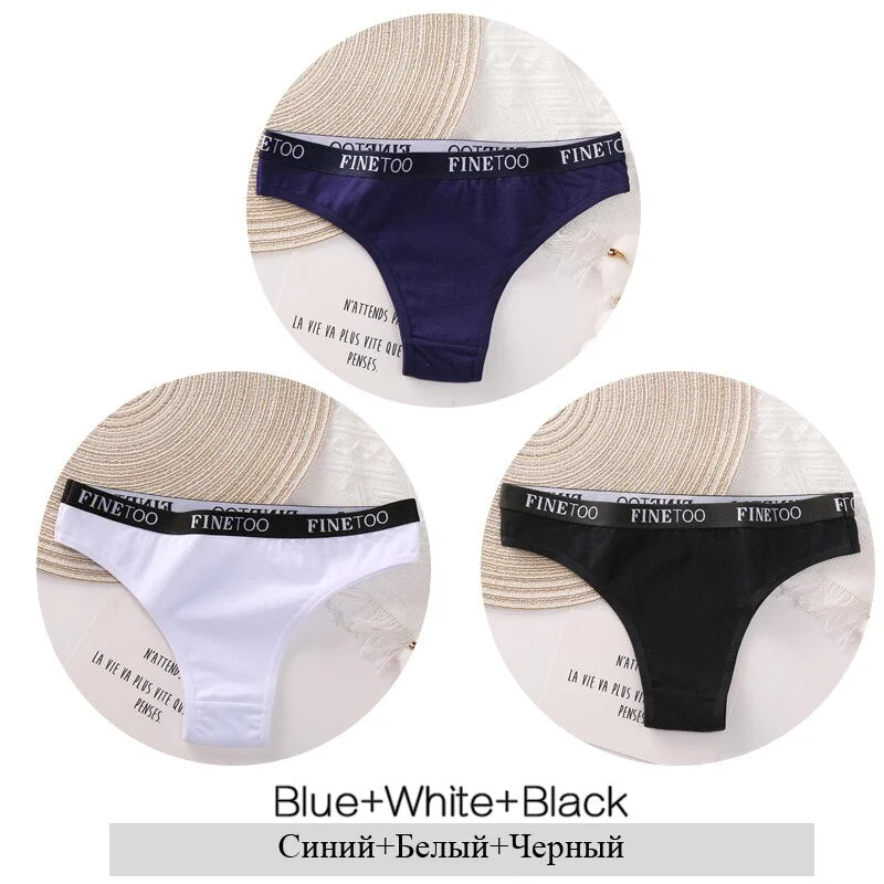 FINETOO Cotton Brazilian Panties Women Letter Underwear Ladies Low Waist Female Underpants Girls Soft Panty Comfortable Lingerie