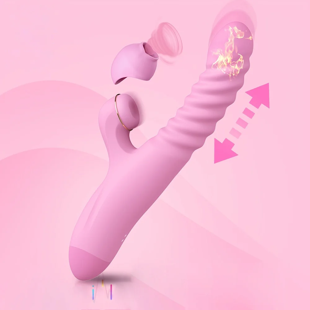 Vavdon - G-Spot Clitoris Vibrators For Her With Shock Function, Telescopic Vibrator Dildo With 7 Vibration Modes, Silicone Tongue Licking Heating Stimulator Realistic Sex Toy For Women Couples - ZDB-43