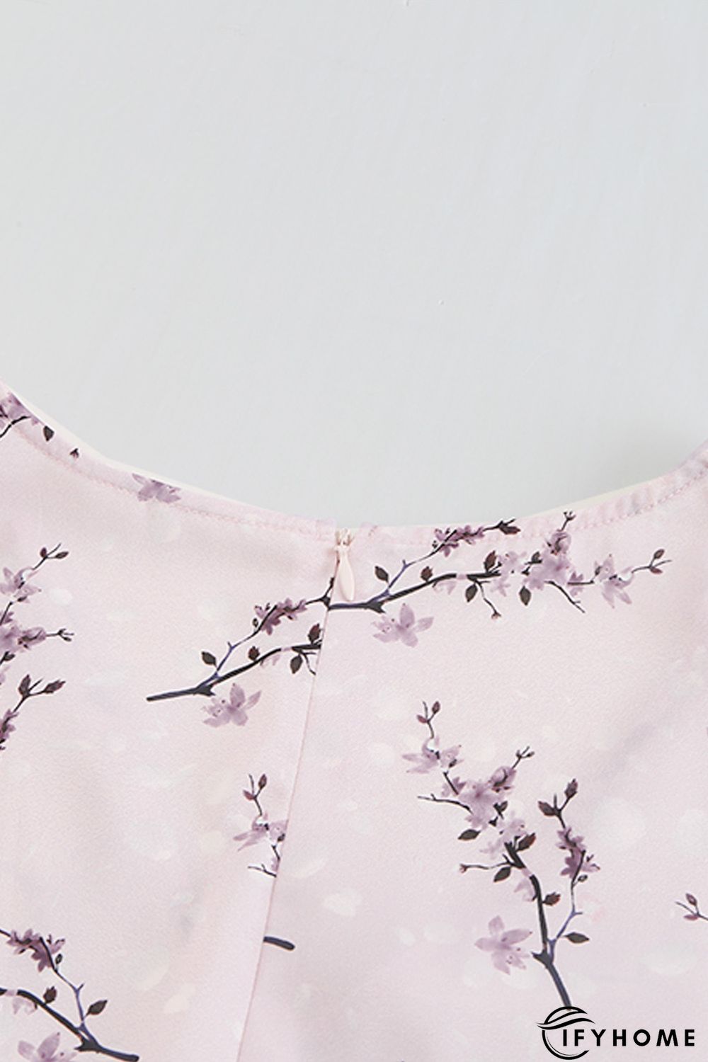 Pink Floral Print Ruffle Hemline Wrap Mini Dress | IFYHOME