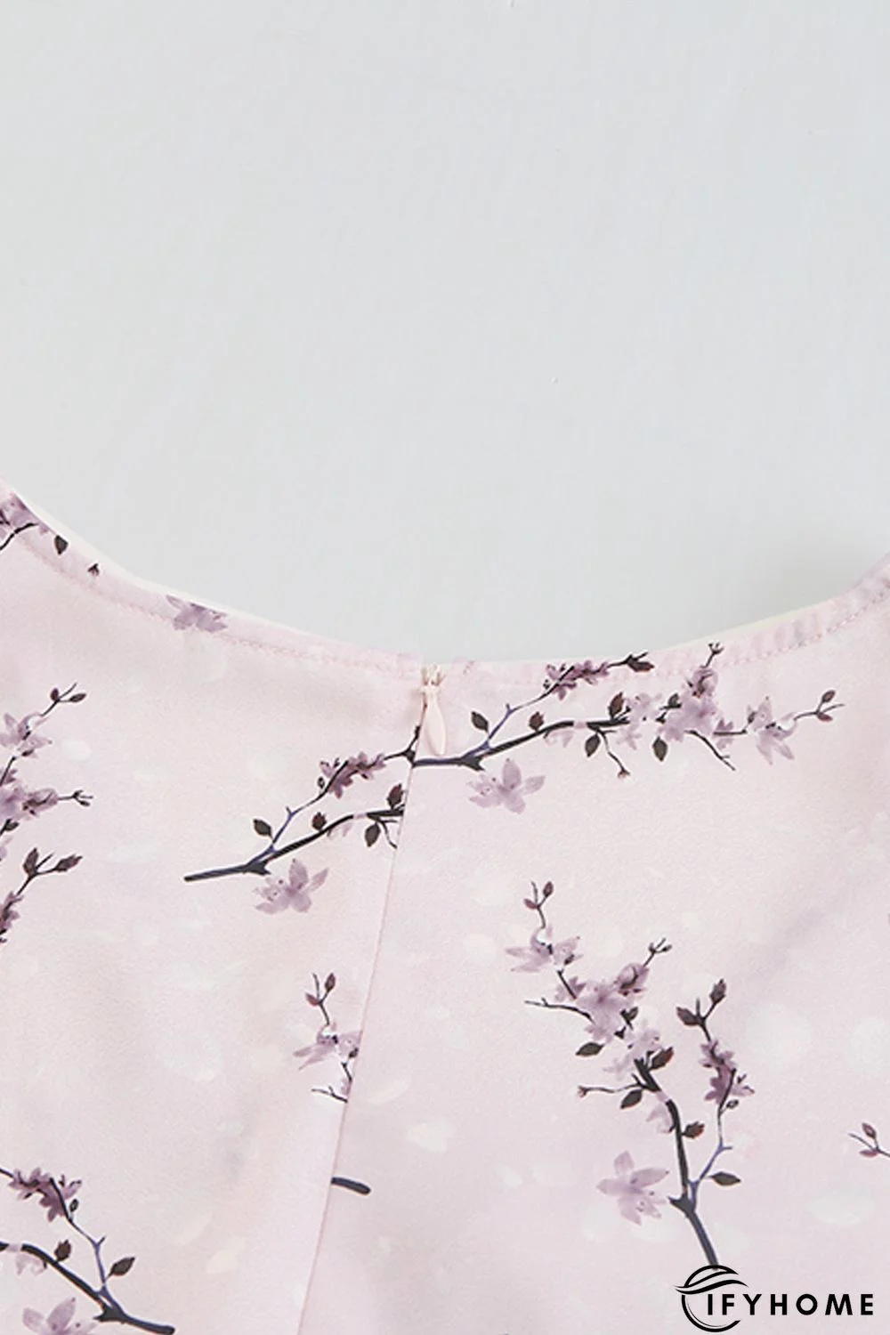 Pink Floral Print Ruffle Hemline Wrap Mini Dress | IFYHOME