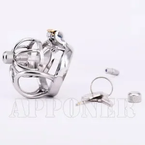 pornhint Pornhint Stainless Steel Male Cage Metal Curved Restraints Chastity Devices with Tube