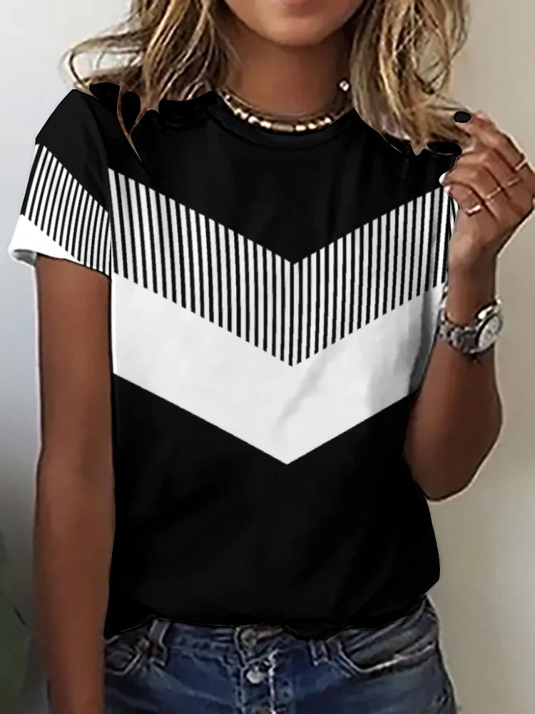 Printed Short Sleeve Casual T-shirt for  Women and Men Unisex Pattern Graphic, Black, Ray