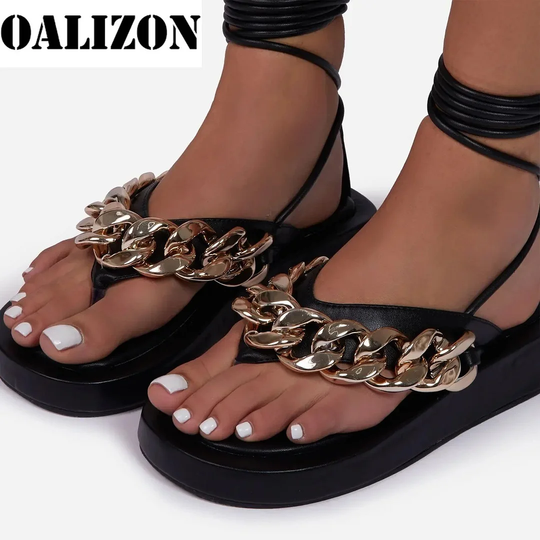 New Summer Gladiator Roman Women Chain Flip Flops Sandals Slippers Shoes Women Open Toe Flat Platform Lady Casual Sandals Shoes