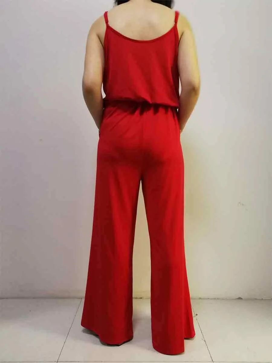 Round Neck Strap Solid Color Cozy Jumpsuits