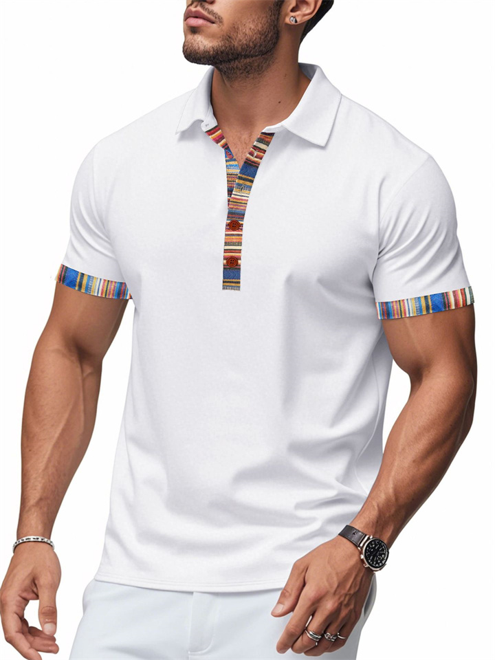 New American Summer Men's Loose Casual Bohemian Polo Shirt Short-sleeved