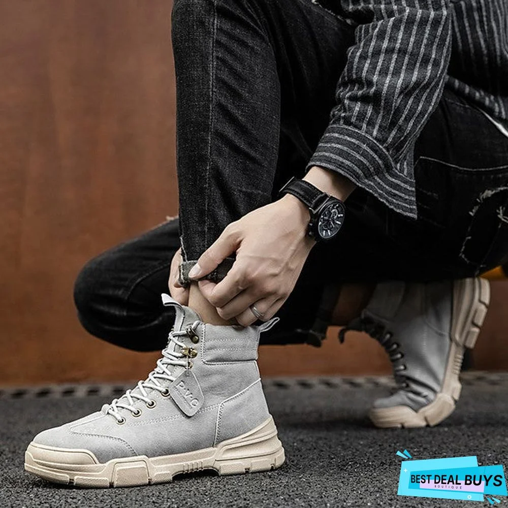 Men's Fall Casual Daily Boots Walking Shoes Pu Breathable Non-Slipping Wear Proof Black / Khaki / Gray