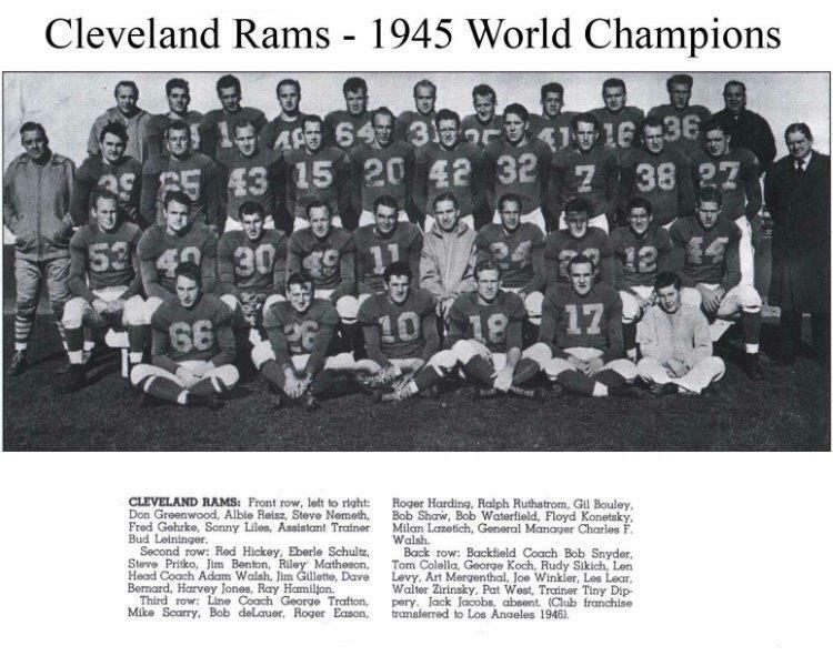 CLEVELAND RAMS 1945 World Champions Team Glossy 8 x 10 Photo Poster painting Poster