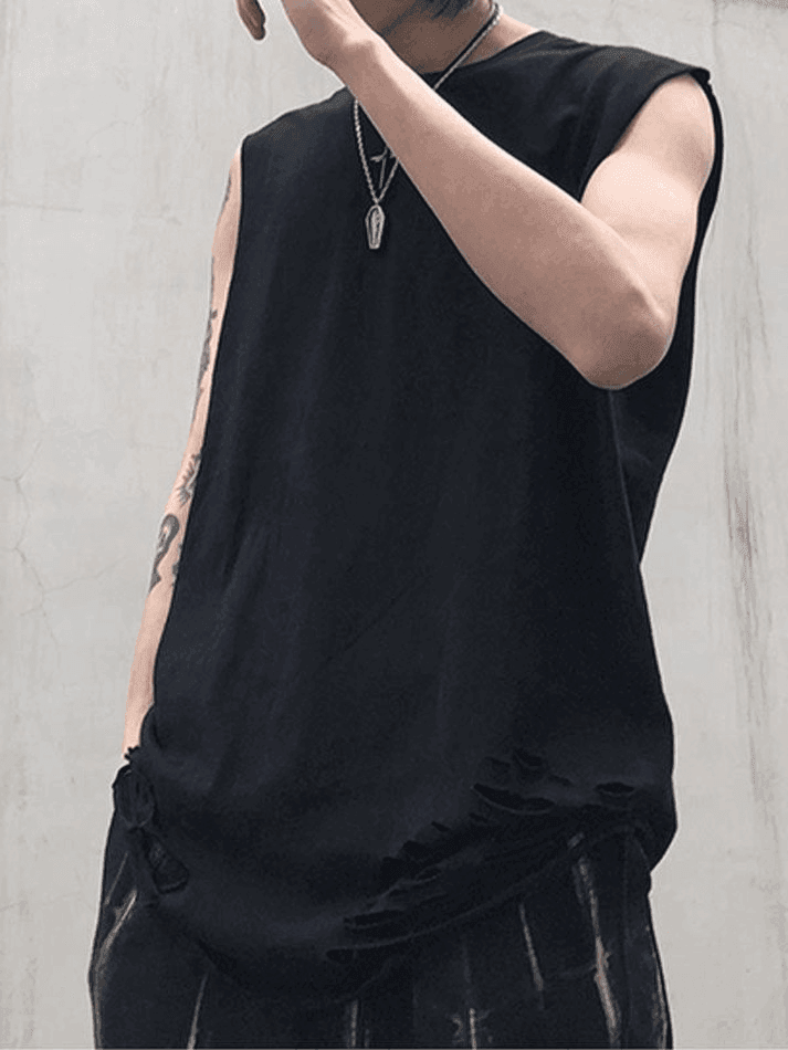 Brownm Men's Punk Distressed Vest