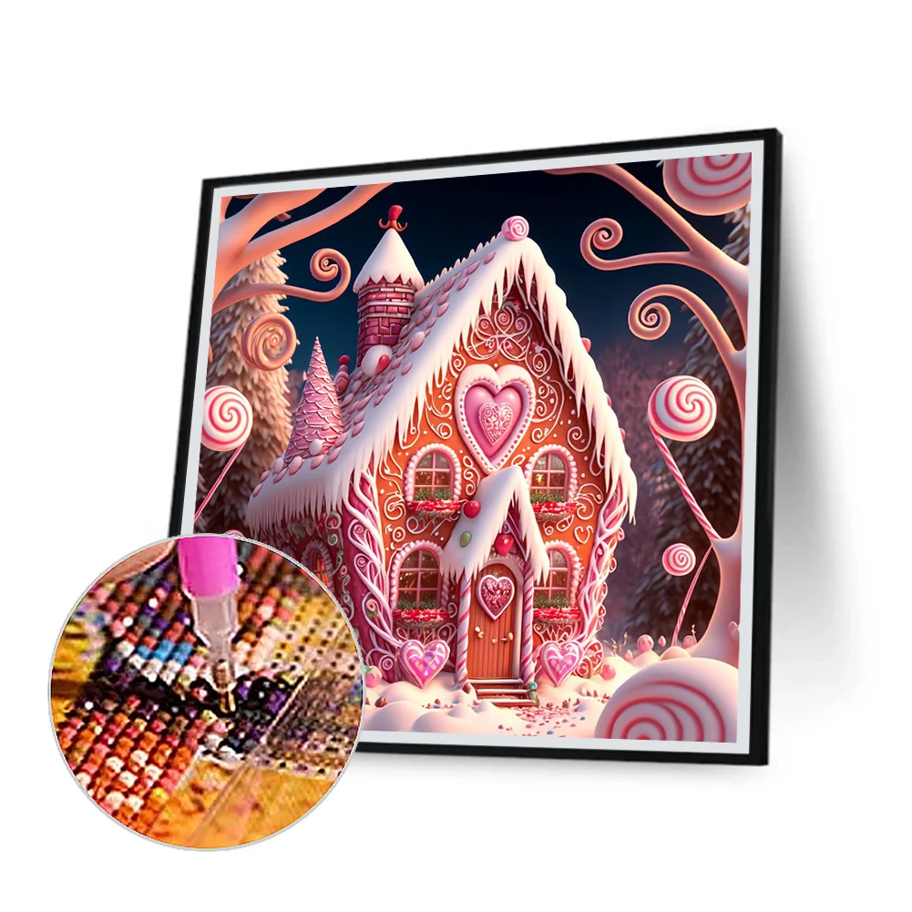 Diamond Painting - Full Round Drill - Candy Gingerbread House(40*40cm)