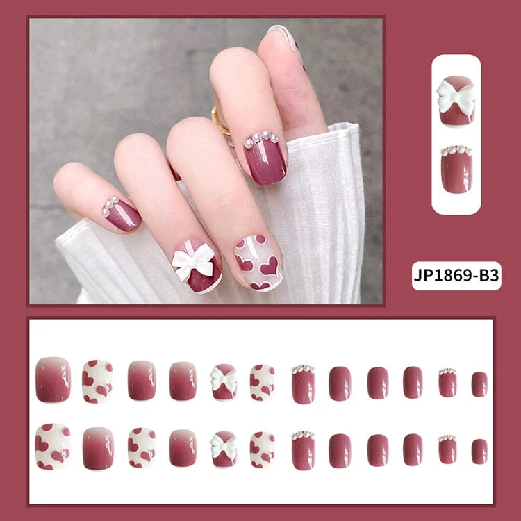Fashion 24pc/set 10 Sizes Fake Nails Full Cover French False Nail Tips With Double-Sided Nail Adhesive Tab Press On Nails Art-Nail Inspo