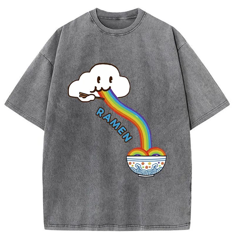 Rainbow Ramen Japan Washed T-shirt artswardrobe
