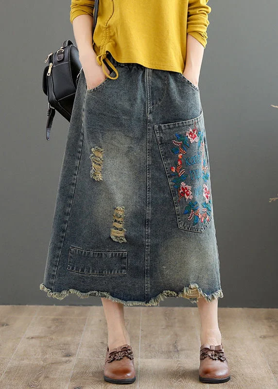 POL Printed Patchwork Embroidered Ruffled Skirt