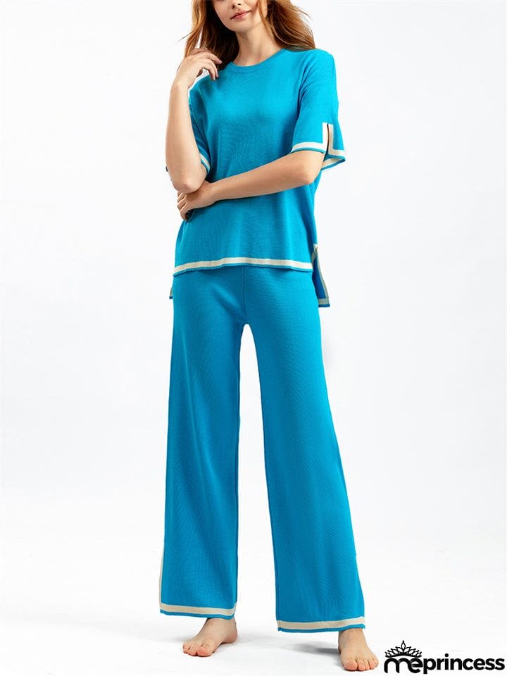 Women's Comfortable Temperament Knitted 2-piece Loungewear Sets