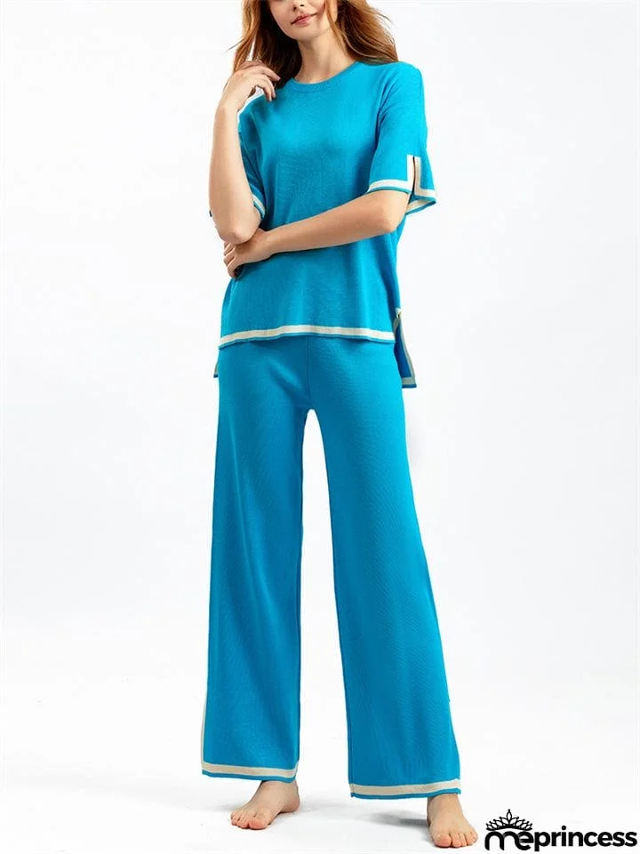 Women's Comfortable Temperament Knitted 2-piece Loungewear Sets