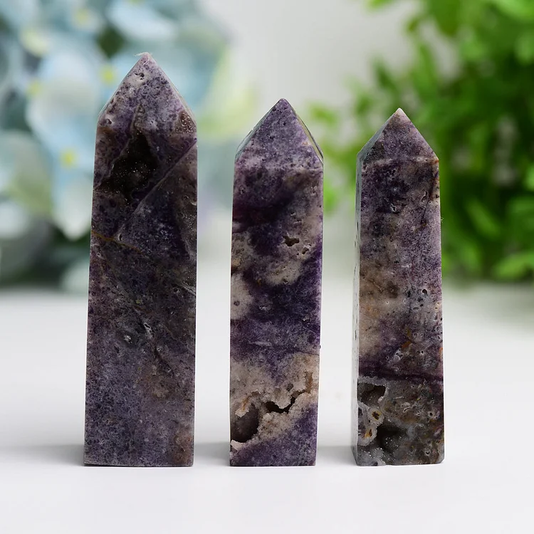 3.0"-4.5" Purple Sphalerite Crystal Tower Bulk Crystal