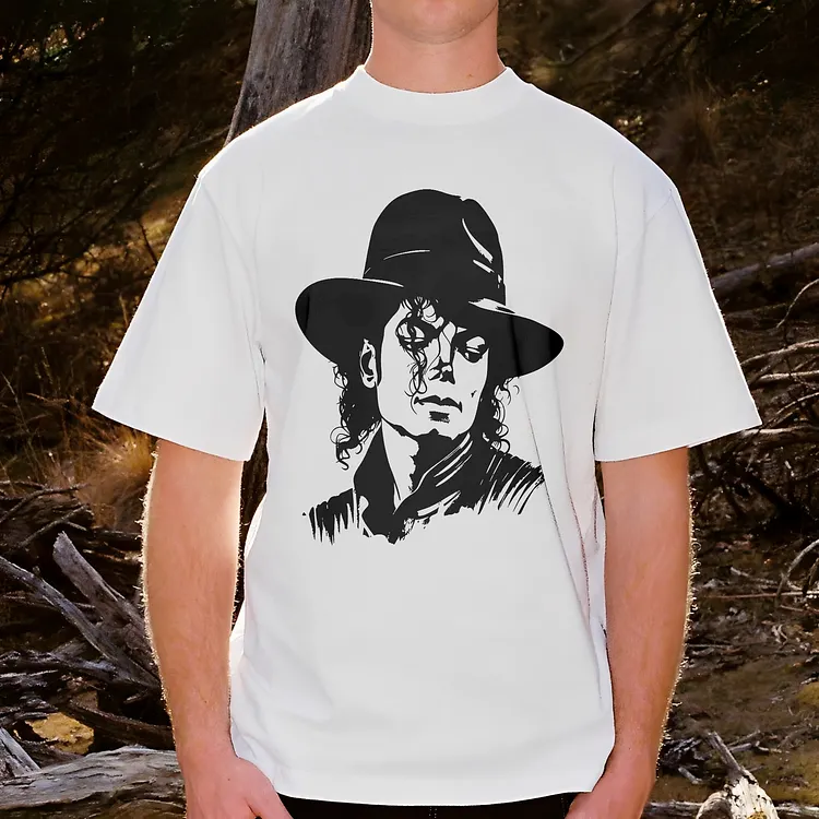 MJ Hat Portrait Printed Men's T-shirt