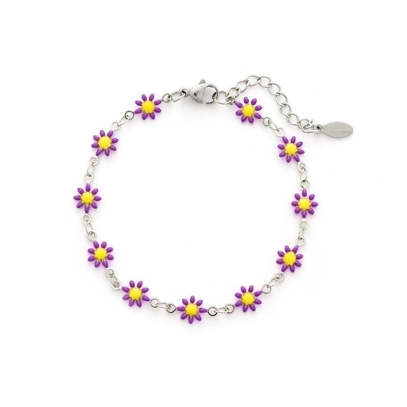 Cute Flower Stainless Steel 18K Gold Plated None Bracelets In Bulk