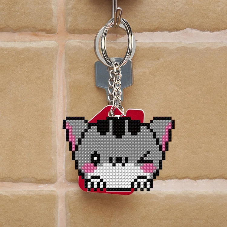 Bead Cross Stitch Stamped Craft Needlework DIY Cartoon Cat