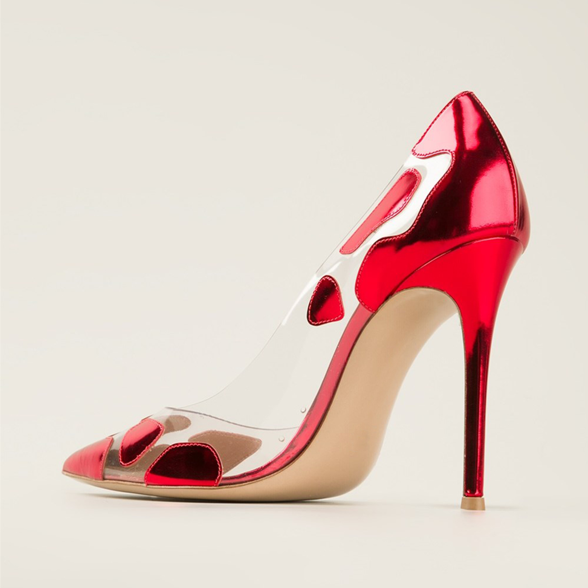 GOOSHOE Red Clear Heels High Heel Pumps