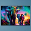 Diamond Painting -DIY Full Round Drill Stained Glass Two Elephants(60*40CM)