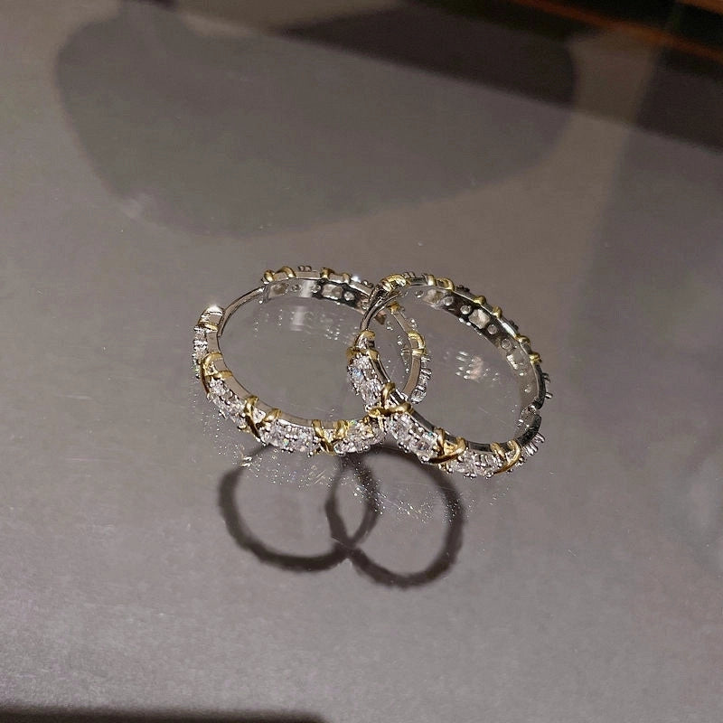 Copper Minimalist Classic Style Inlay Solid Color Zircon Rings Earrings Necklace