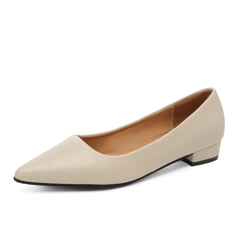 Breakj Breakj Pointed Light-Mouthed Square Heel Small Leather Shoes Women Business And Leisure Elegant Commute Single Shoes Fashion High Heels Women Four Seasons