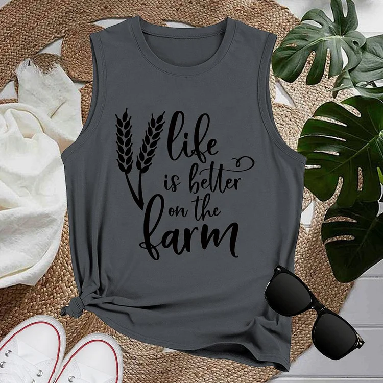 life is better on the farm village life Women Loose Tank Top-03884