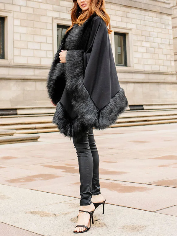 fur shawl over dress